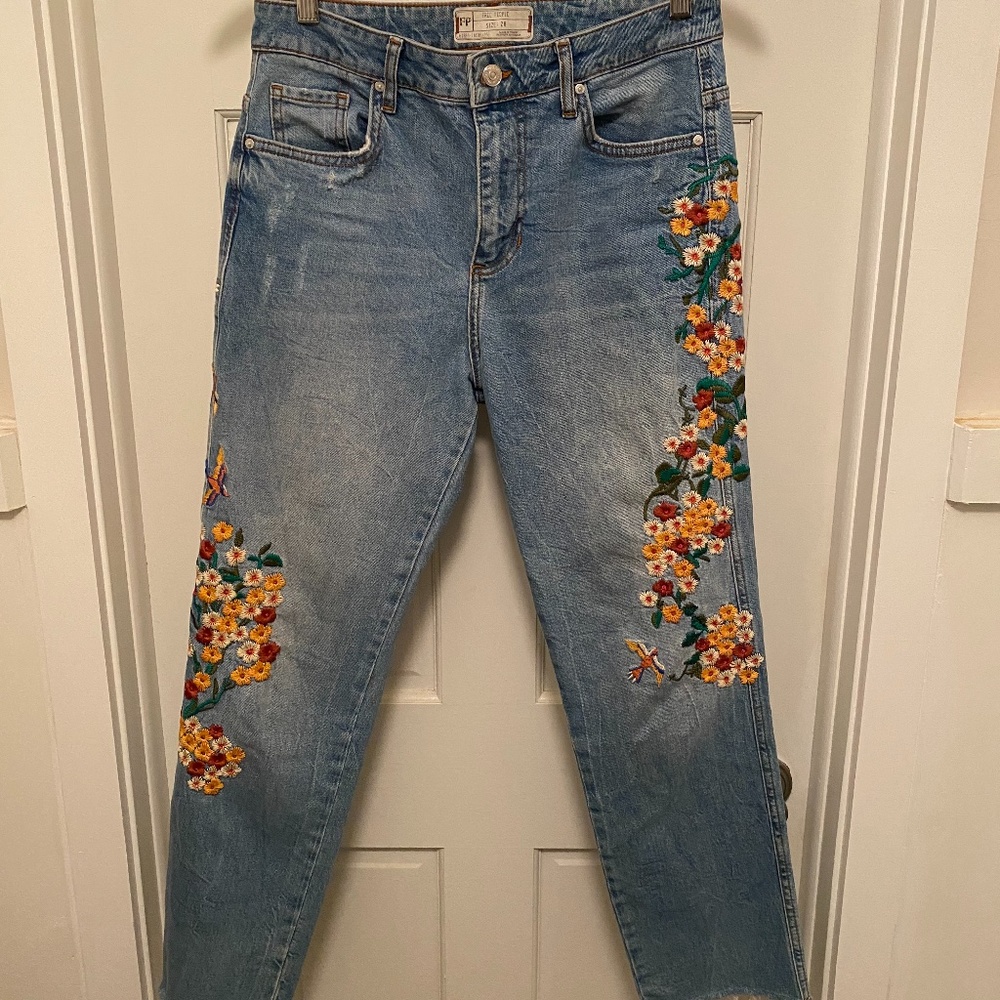Free People Embroidered Jean